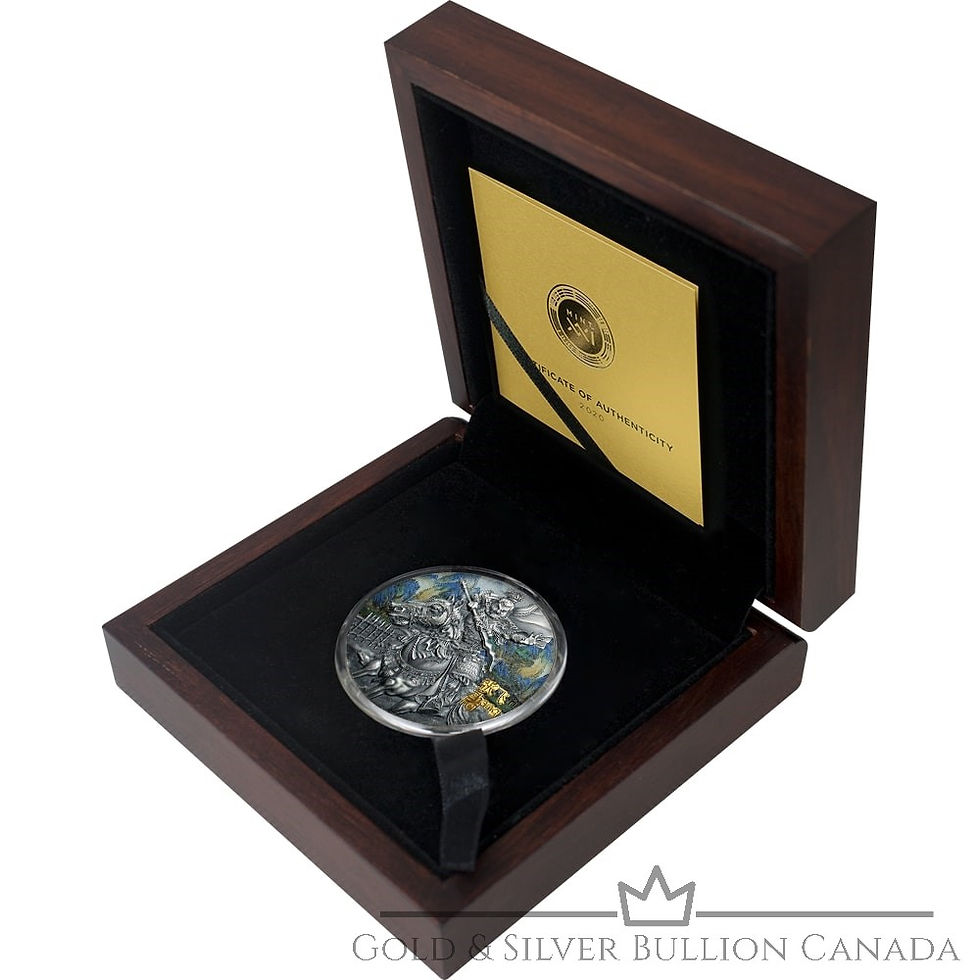Miniature : ZHANG FEI – WARRIORS OF ANCIENT CHINA – 2020 3 oz Pure Silver Antique Finish Coin with Selective Gold Gilding – Niue