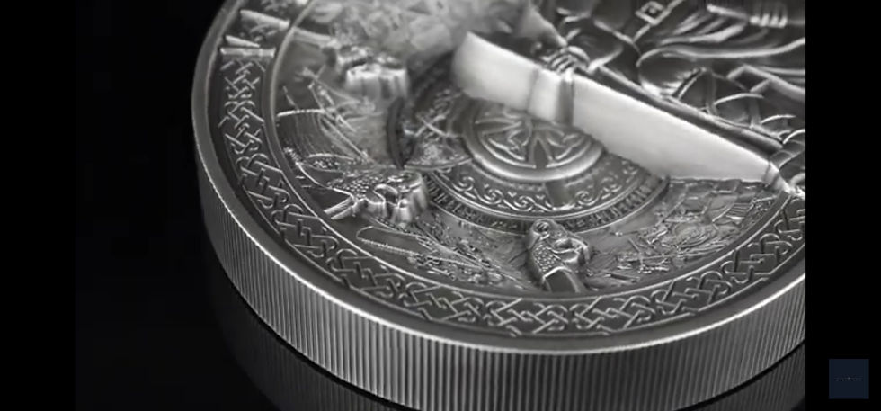 Miniatura: Vikings Wielowarstwowa 1 kg Ultra High Relief Srebrna Moneta Samoa 2023