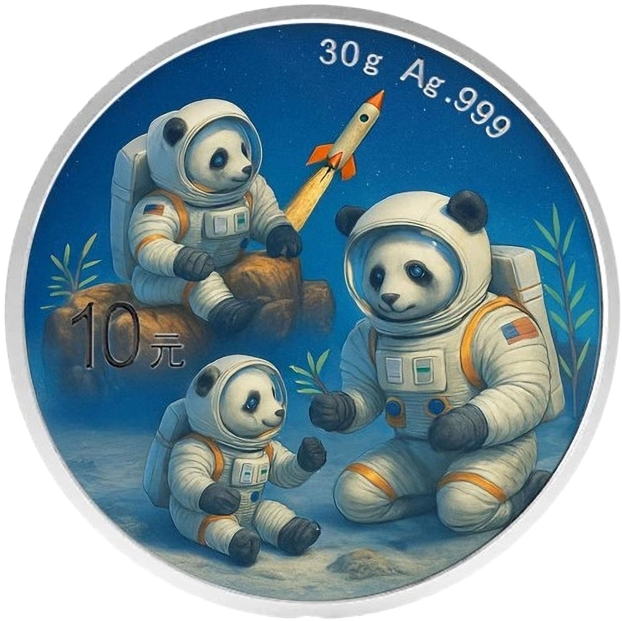 ASTRONAUT PANDAS 30g .999 Silver Coin 10 Yuan China 2025