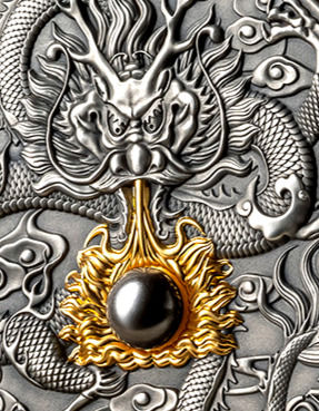 Miniature : BLACK PEARL AND DRAGON Divine Pearls 2 Oz Silver Coin 5$ Niue 2023