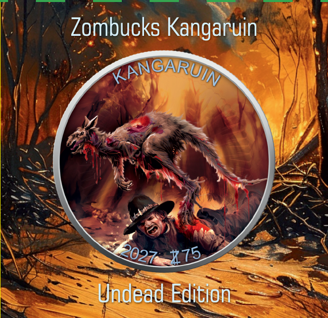 Miniatura: 2027 Zombucks Kangaruin Undead Edition 1 oz Silver Coin