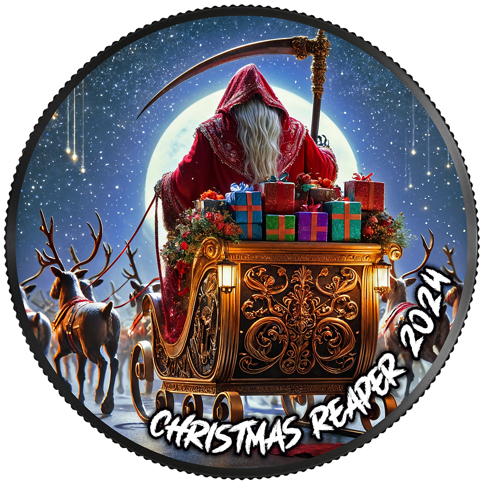 Thumbnail: Christmas Reaper - 1oz .999 Silver American Eagle coloured - $1 USA 2024