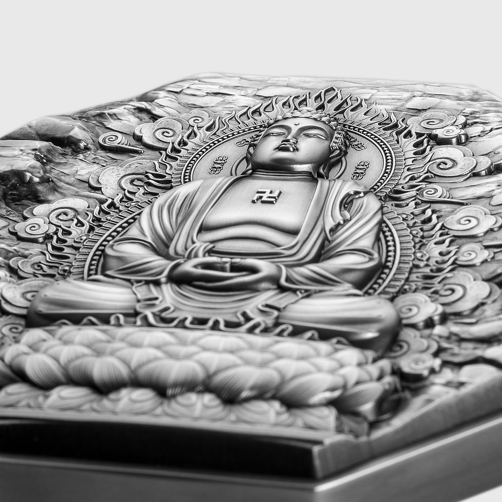 Miniatura: VAIROCANA - Eight Buddha Protectors 5 oz Silver Coin 25000 Francs Tchad 2023
