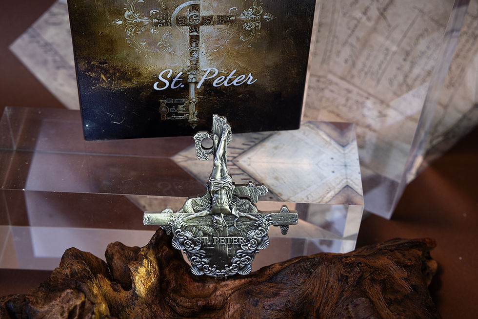 Miniature : Crucifixion of St Peter - 12 Apostles Series 2oz Antiqued Silver - Cameroon 2025