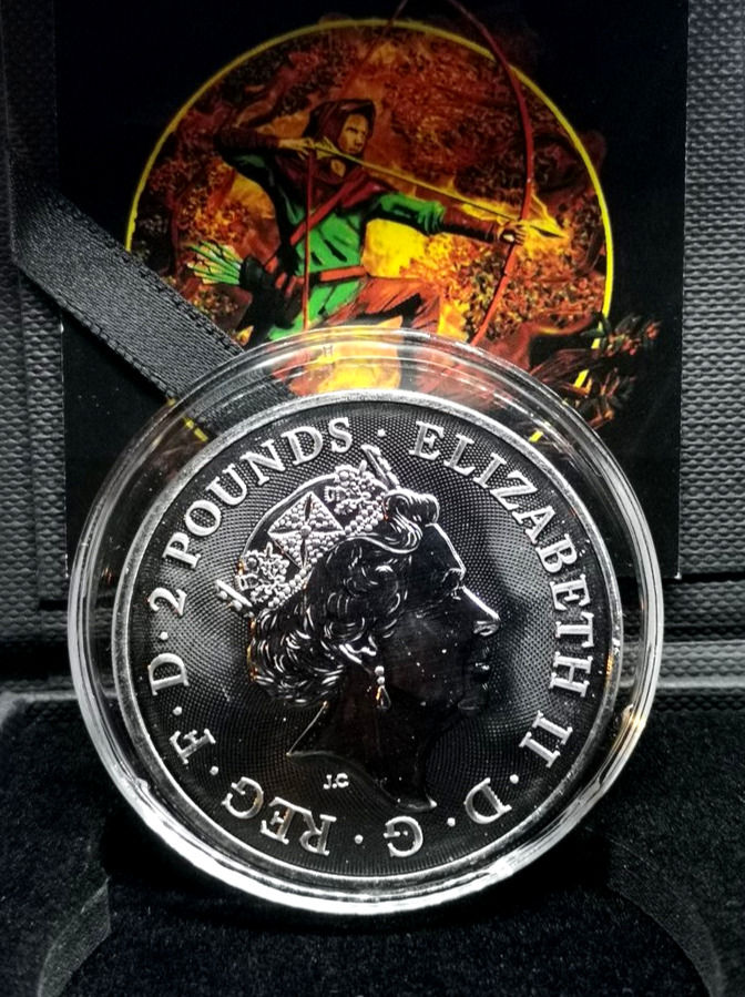 Miniatura: 2021 1 oz £2 GBP Srebro UK Wielka Brytania Mity i legendy Robin Hood w ogniu