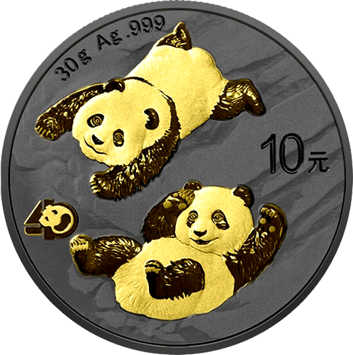 Miniatura: CHINA PANDA Gold Black Empire Edition Silver Coin 10 Yuan China 2022