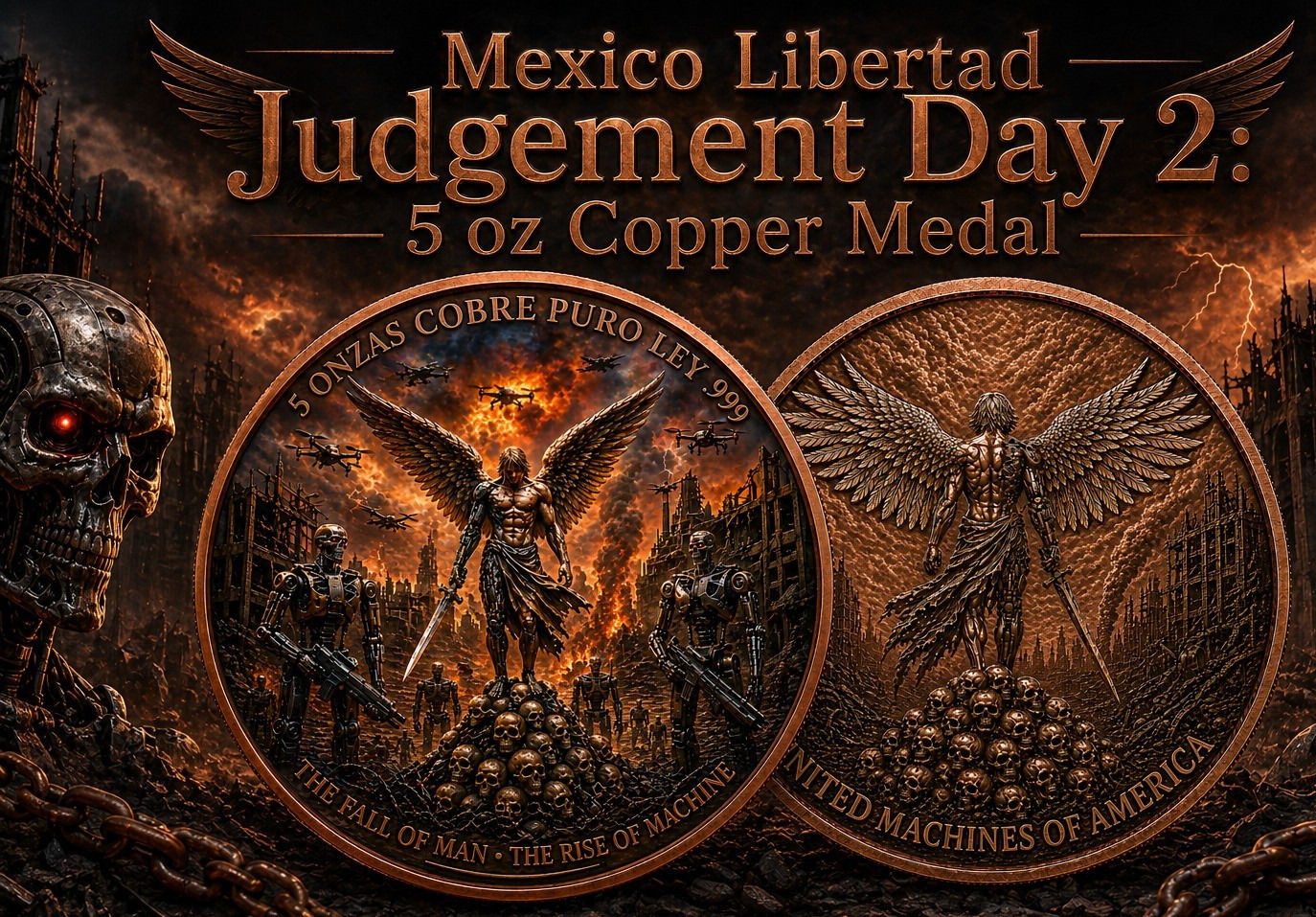 Judgement Day 2: The Fall of Man - Rise of Machine 5oz .999 Copper Mexico 2026
