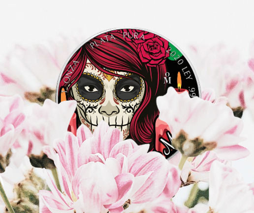 Thumbnail: 2020 1 Onza Mexican Silver Libertad Dia de Muertos Girl Red