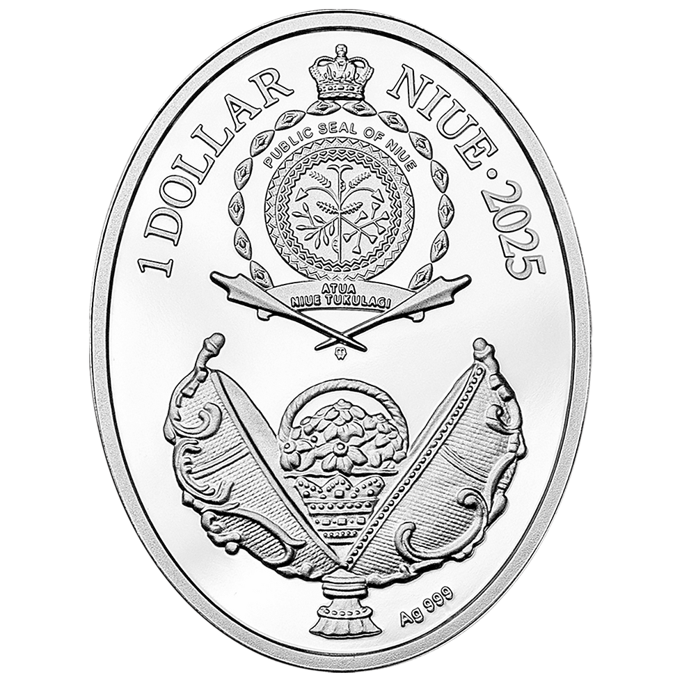 Miniature : NECESSAIRE EGG - Faberge Eggs Series Coin With Crystal Insert - 1$ Niue 2025