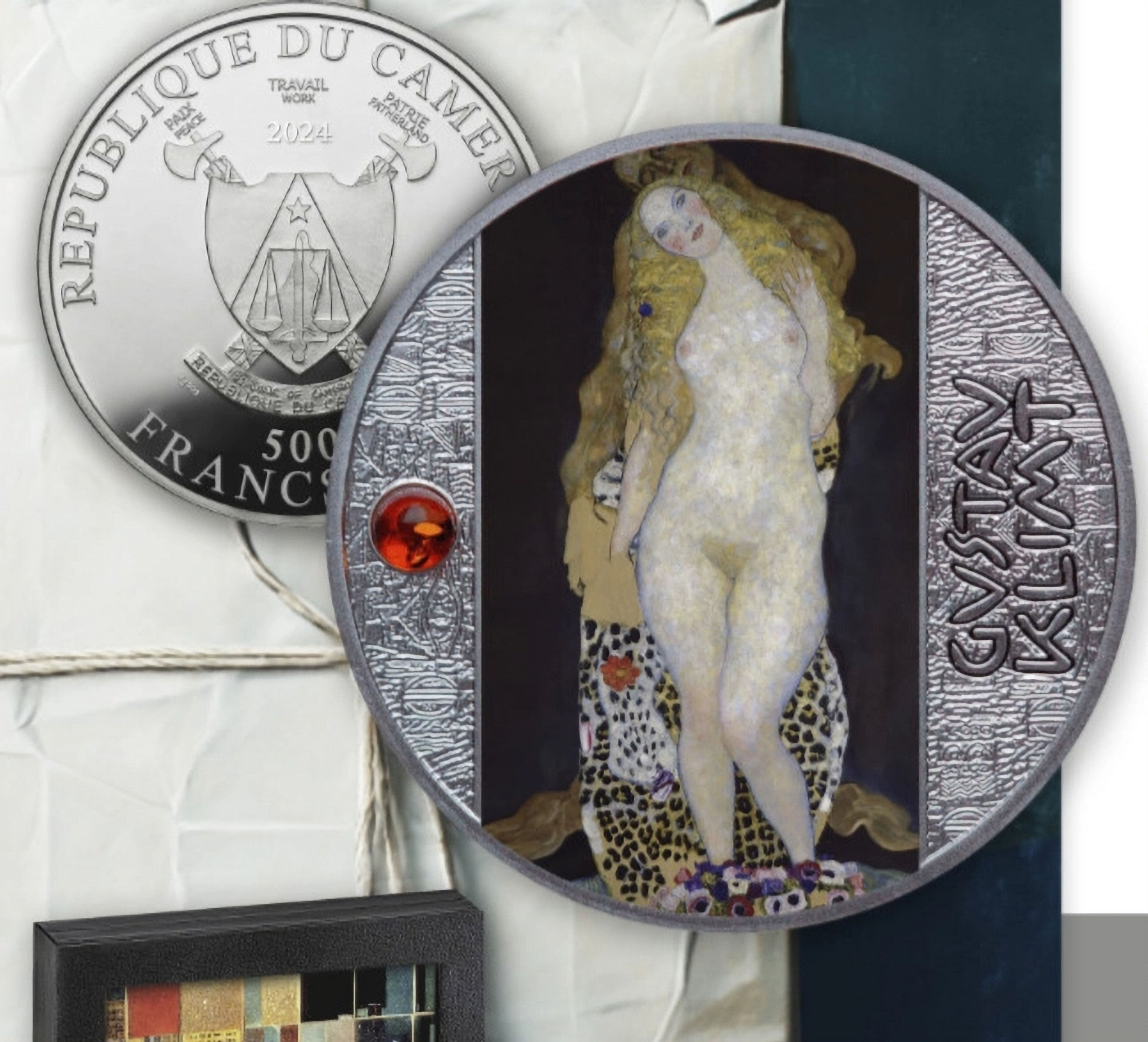 ADAM AND EVE Gustav Klimt Silver Coin 500 Francs Cameroon 2024