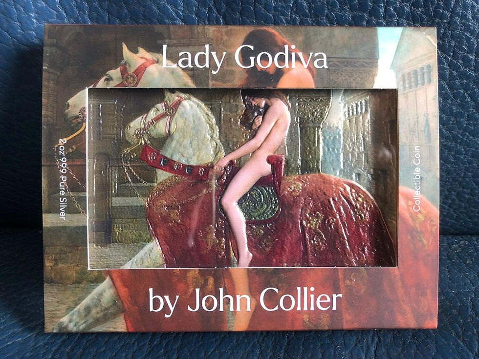 Miniaturbild: LADY GODIVA BY JOHN COLLIER 2 oz Silver High Relief Colored Chad 2022