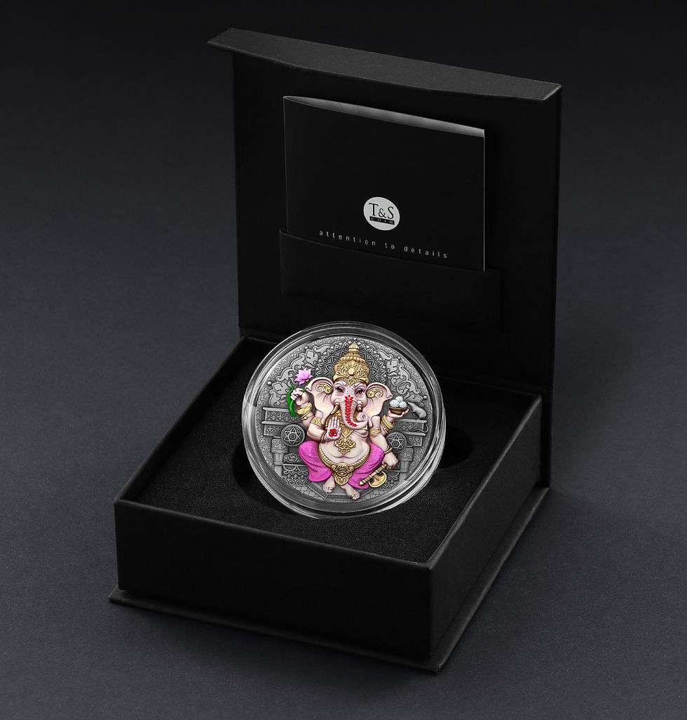 Miniature : GANESHA - Hindu Pantheon - 2oz .999 High Relief Silver Coin  5$ Niue 2025