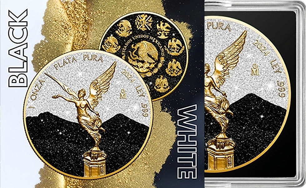 Miniature : BLACK & WHITE DIAMOND DUST 1 Oz Silver Coin Mexico 2024