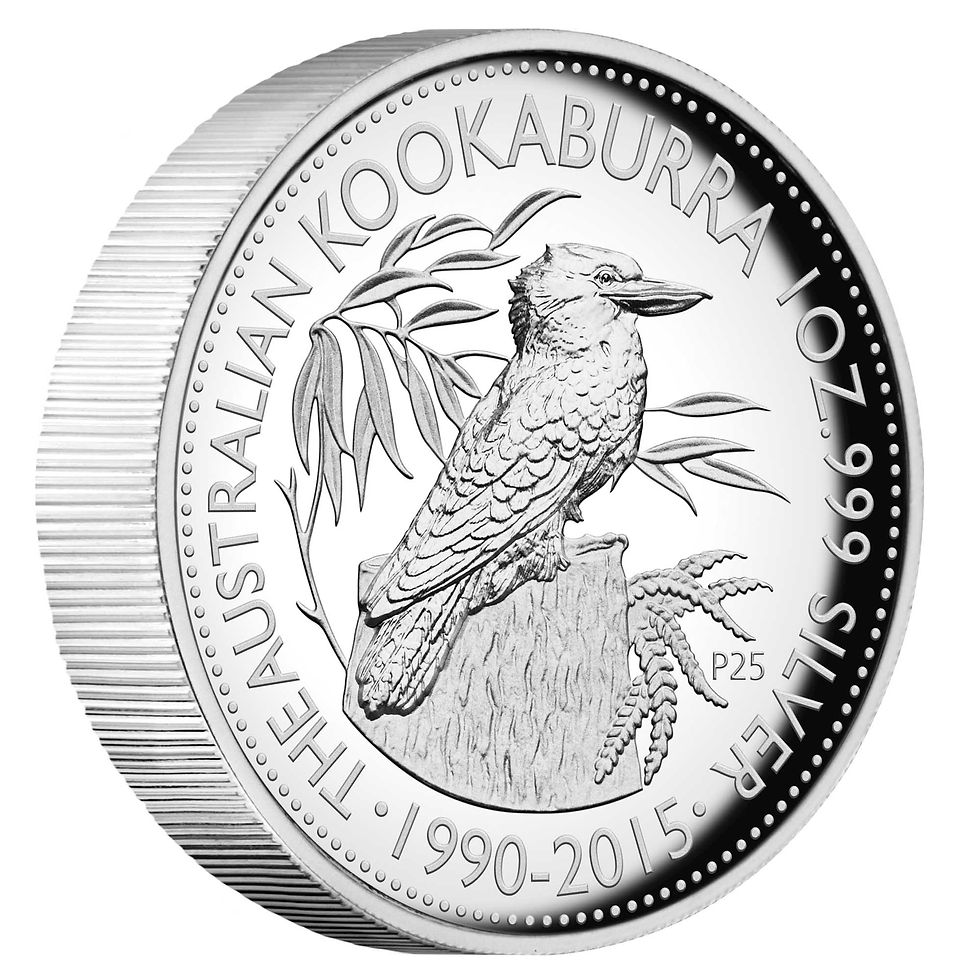 Miniature : 25th Anniversary Australian Kookaburra 2015 1oz Silver Proof High Relief Coin