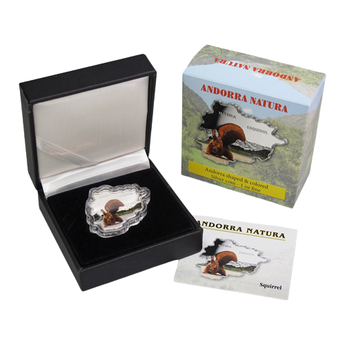 Miniatura: SQUIRREL Nature Treasure of Andorra Map Shaped Silver Coin 10D Andorra 2013