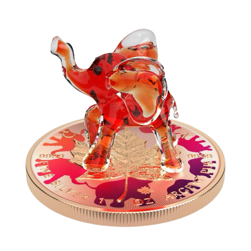 Miniatura: RED ELEPHANT - Murano Glass Series - Maple Leaf 1oz .9999 Silver $5 Canada 2022