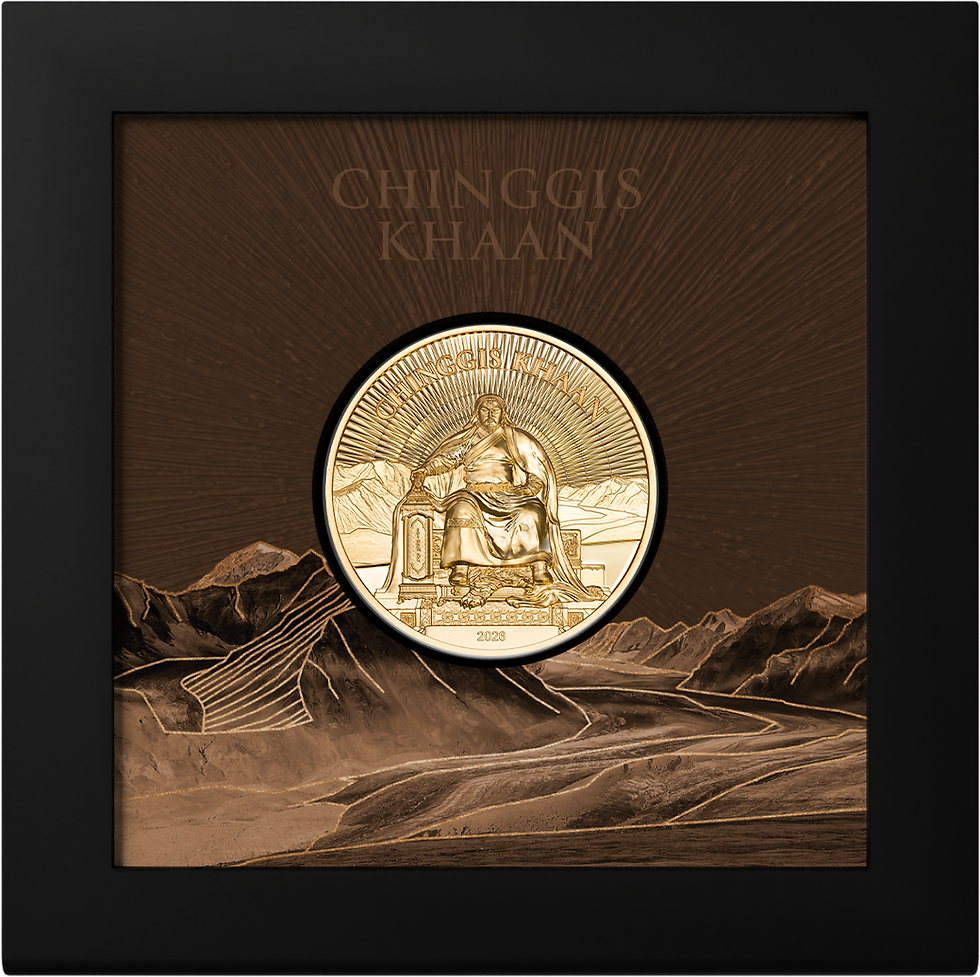 Miniatura: Chinggis Khaan - 1oz 999.9 Gold coin - 25000 Togrog Mongolia 2026