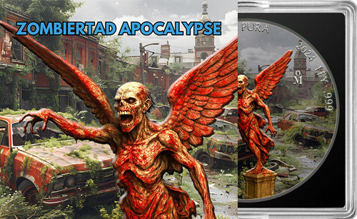 Miniatura: ZOMBIERTAD Apocalypse Zombie Libertad 1 Oz Silver Coin Mexico 2024