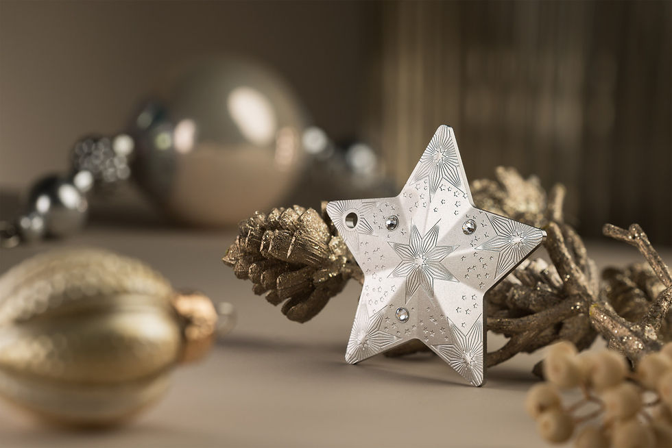 Thumbnail: STARRY SKY STAR Holiday Ornament 1 Oz Silver Coin 5$ Cook Islands 2024