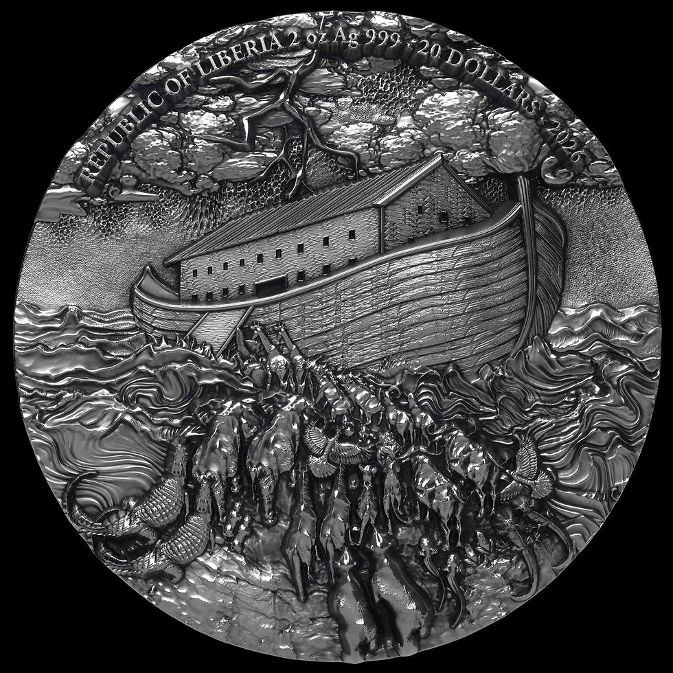 Miniatura: Noah's Ark Stacker - 2 oz .999 Silver Coin Blind Box - 20$ Liberia 2026