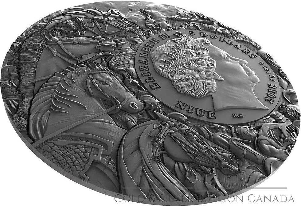 Miniatura: WHITE HORSE Four Horsemen Of The Apocalypse 2 Oz Silver Coin 5$ Niue 2018