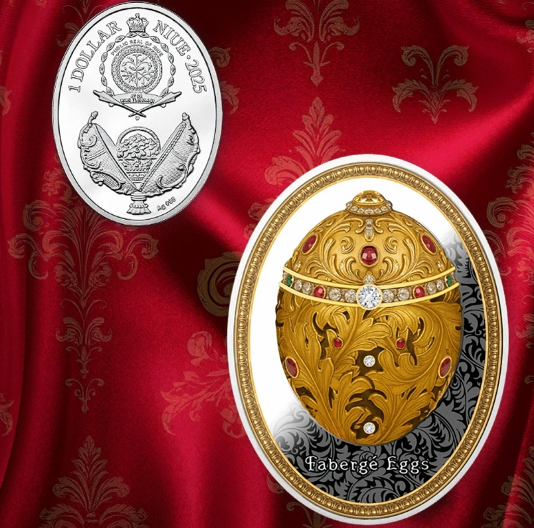 NECESSAIRE EGG - Faberge Eggs Series Coin With Crystal Insert - 1$ Niue 2025