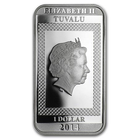 Miniatura: 1 uncja Srebrna Moneta 100 Lat Śmiechu Charlie Chaplin 2014 - HOLOGRAM
