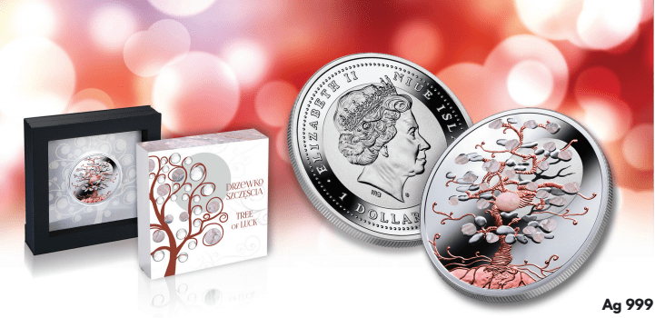Miniatura: TREE OF LUCK Pearl 1 Oz Silver Coin 1$ Niue 2018