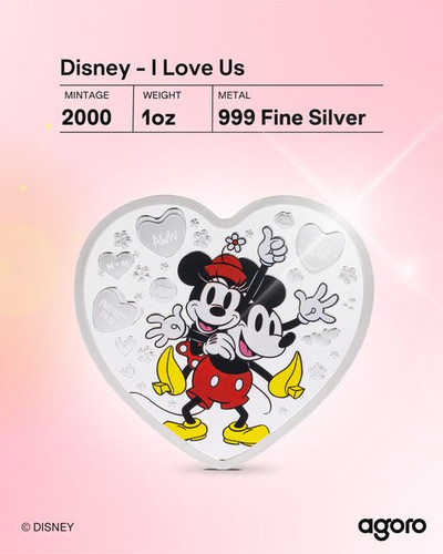 Disney I Love Us - Mickey Mouse and Minnie Mouse 1oz .999 Silver