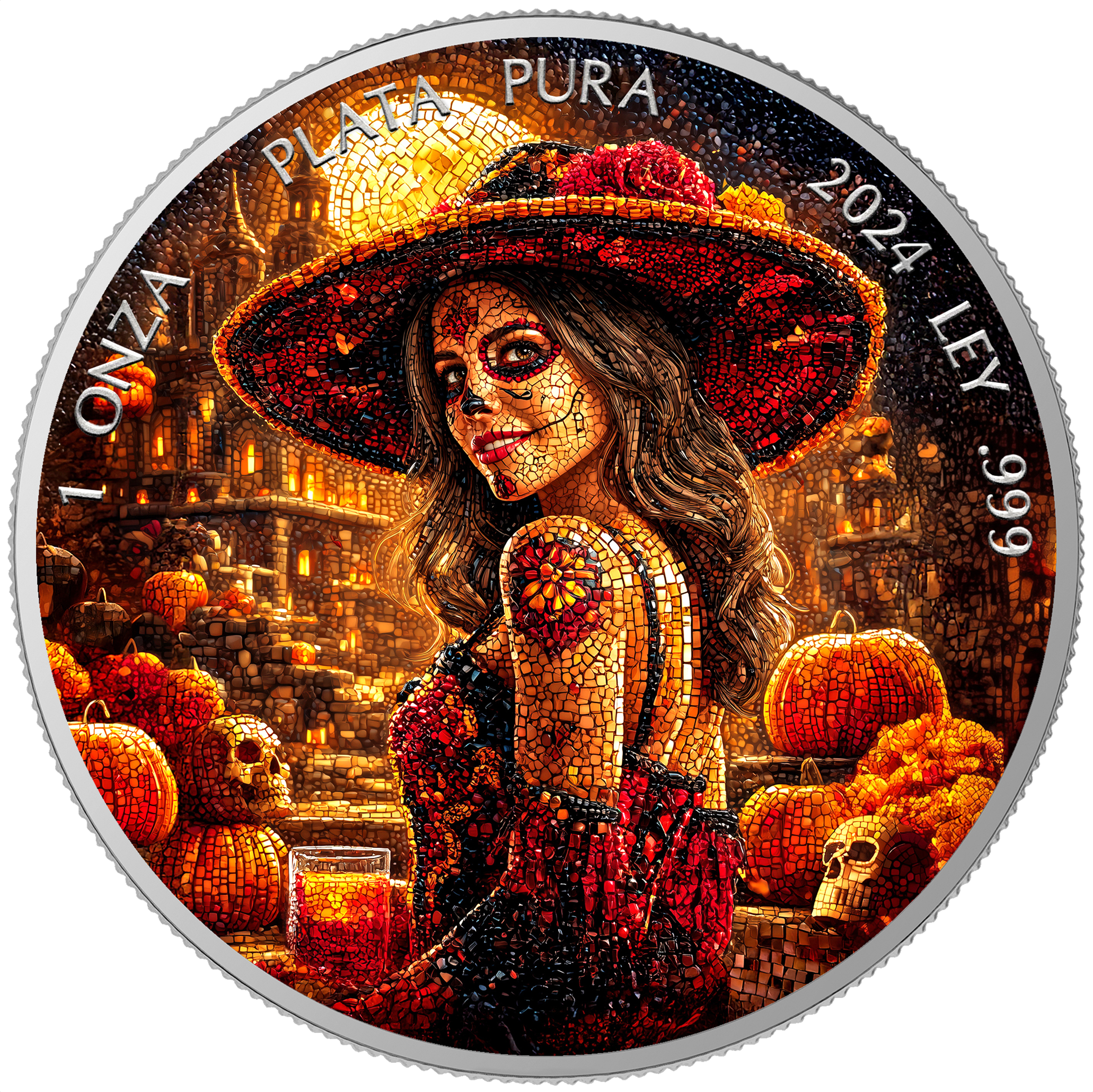 Dia de los Muertos – Mosaic 1oz .999 silver coin- Mexico libertad 2024