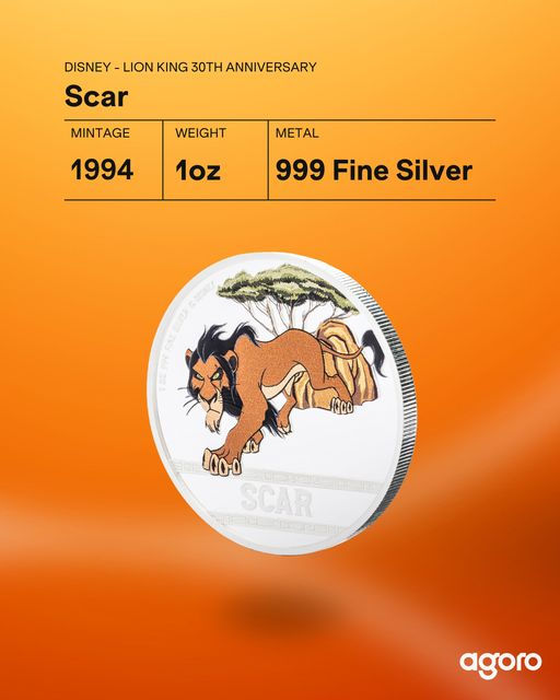 Miniatura: Disney The Lion King 30th Anniversary – Scar 1oz Silver Gilded Coin