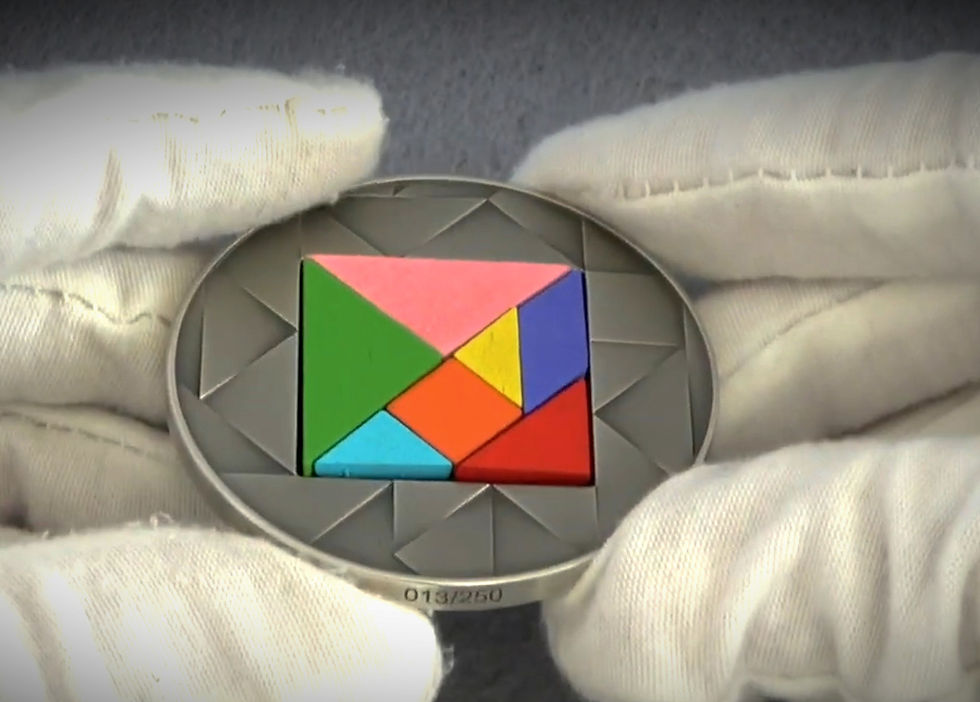 Miniaturbild: TANGRAM 2 oz 50mm Silver Coin with Real Puzzle Inlay Niue 2023