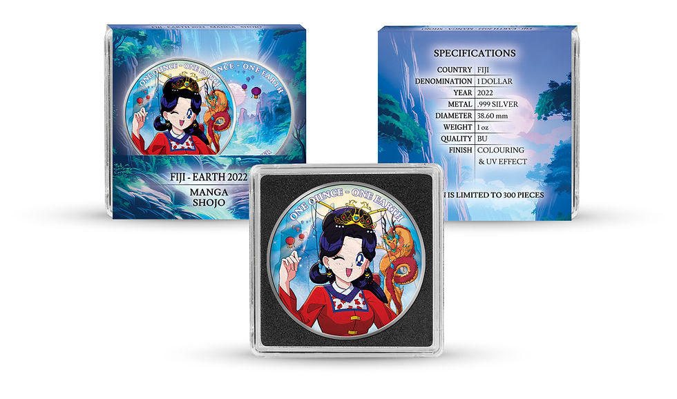 Thumbnail: Shojo Manga Colorized - 1oz 999.5 Silver Earth $1 Fiji 2022
