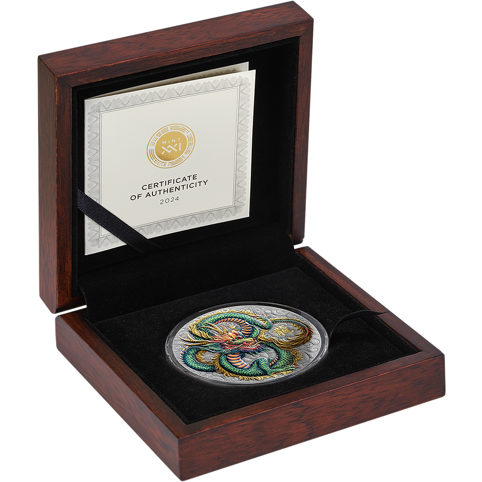 Miniatura: POWER OF GREEN DRAGON 5 Oz Silver Coin 10$ Niue 2024
