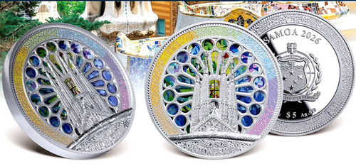 Antoni Gaudi - 2oz .999 High Relief Silver Coin - 5$ Samoa 2026