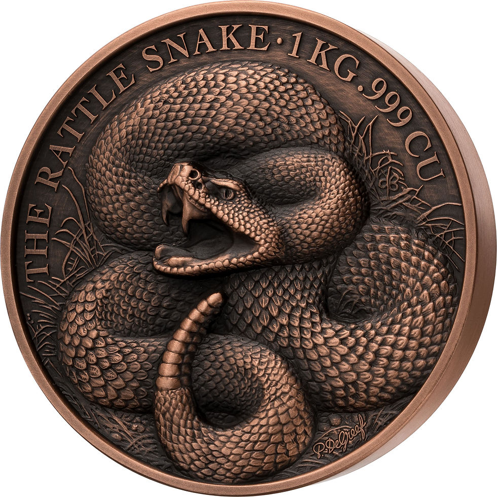 Thumbnail: Snake Cuivre Signature Edition 1 Kg Kilo Copper Coin 1500 Francs Benin 2025