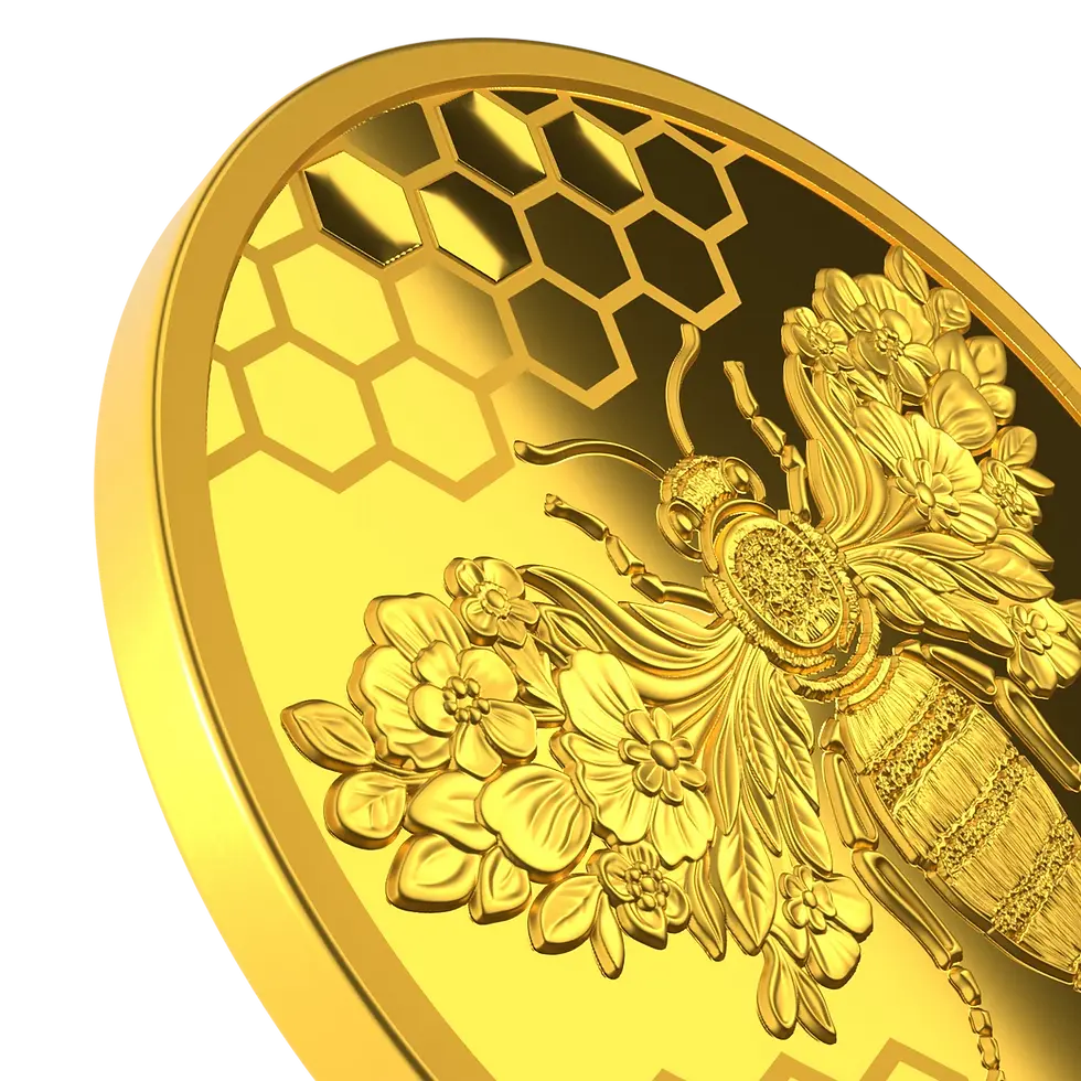 Miniatura: Gold Bee - 1,24 g .999 Gold Proof Coin - 5$ Niue 2026