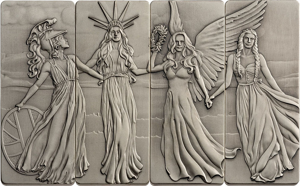 Miniature : THE FOUR GRACES Set 4 X 1oz .999 Silver Bar 2024