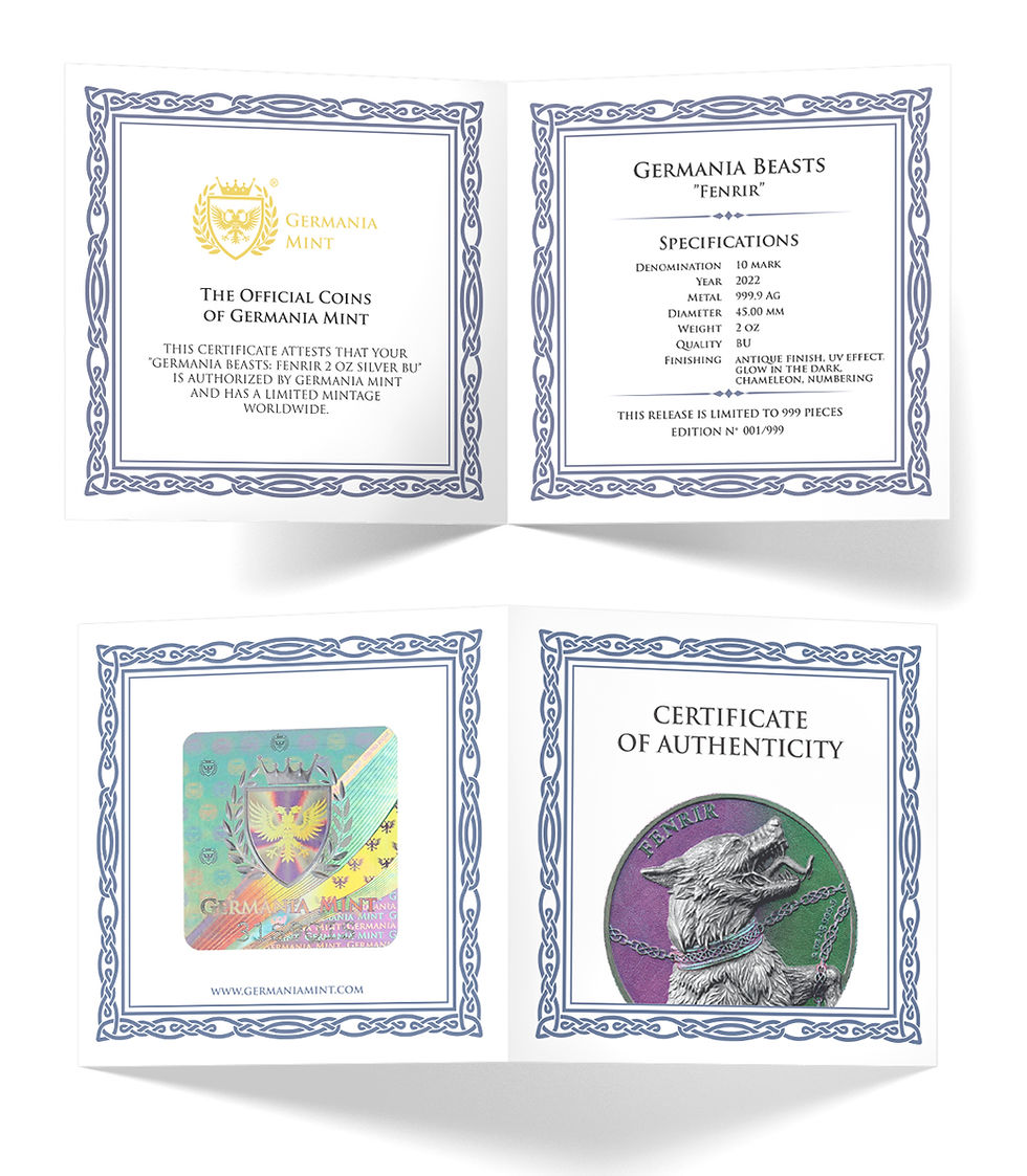 Thumbnail: Germania beasts: Fenrir Ultra Double High Relief 2 oz Silver BU Germania