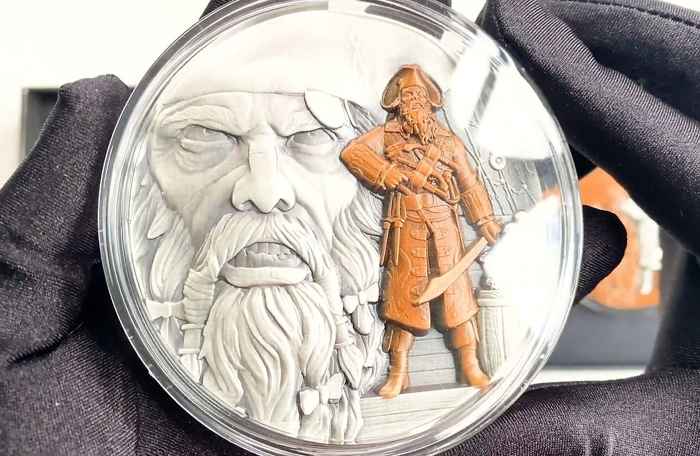 Miniature : Blackbeard 2 oz Pure Silver Coin – Republic of Chad 2021