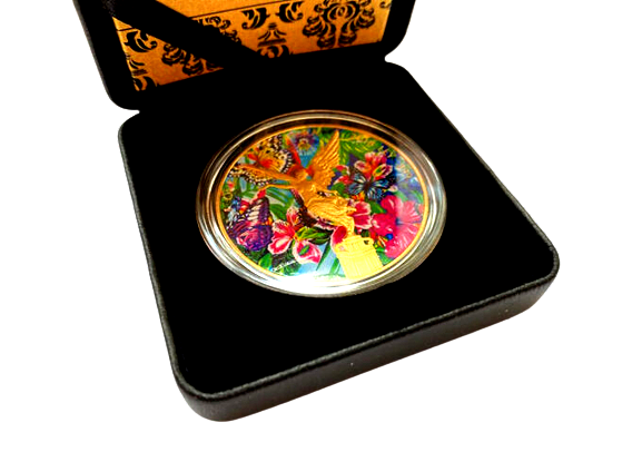 Miniatura: DANCING BUTTERFLIES 1 Oz Silver Colorized Gold Gilded Libertad coin Mexico 2018