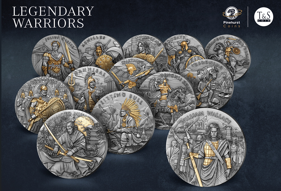 Miniatura: WILLIAM WALLACE Legendary Warrior series 2oz High Relief Silver $5 Niue 2025