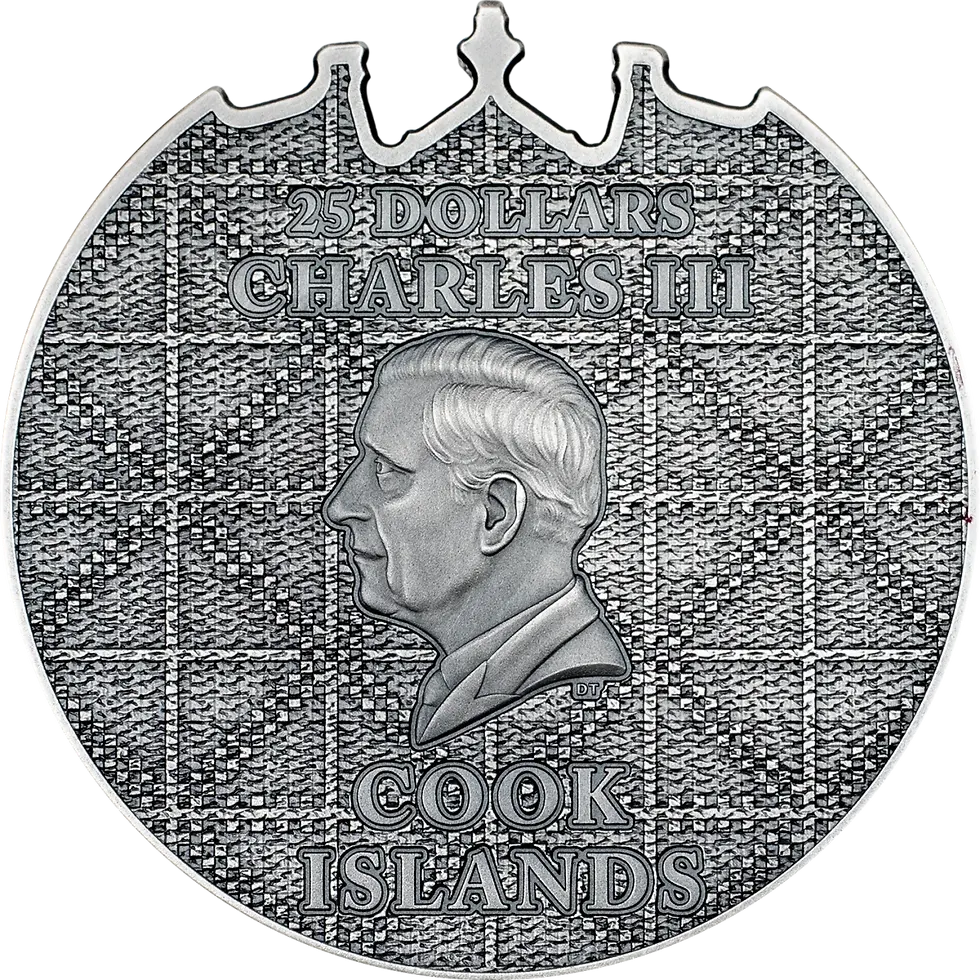 Miniature : ROSE CITY PETRA Al Khazneh 5 Oz Silver Coin 25$ Cook Island 2025