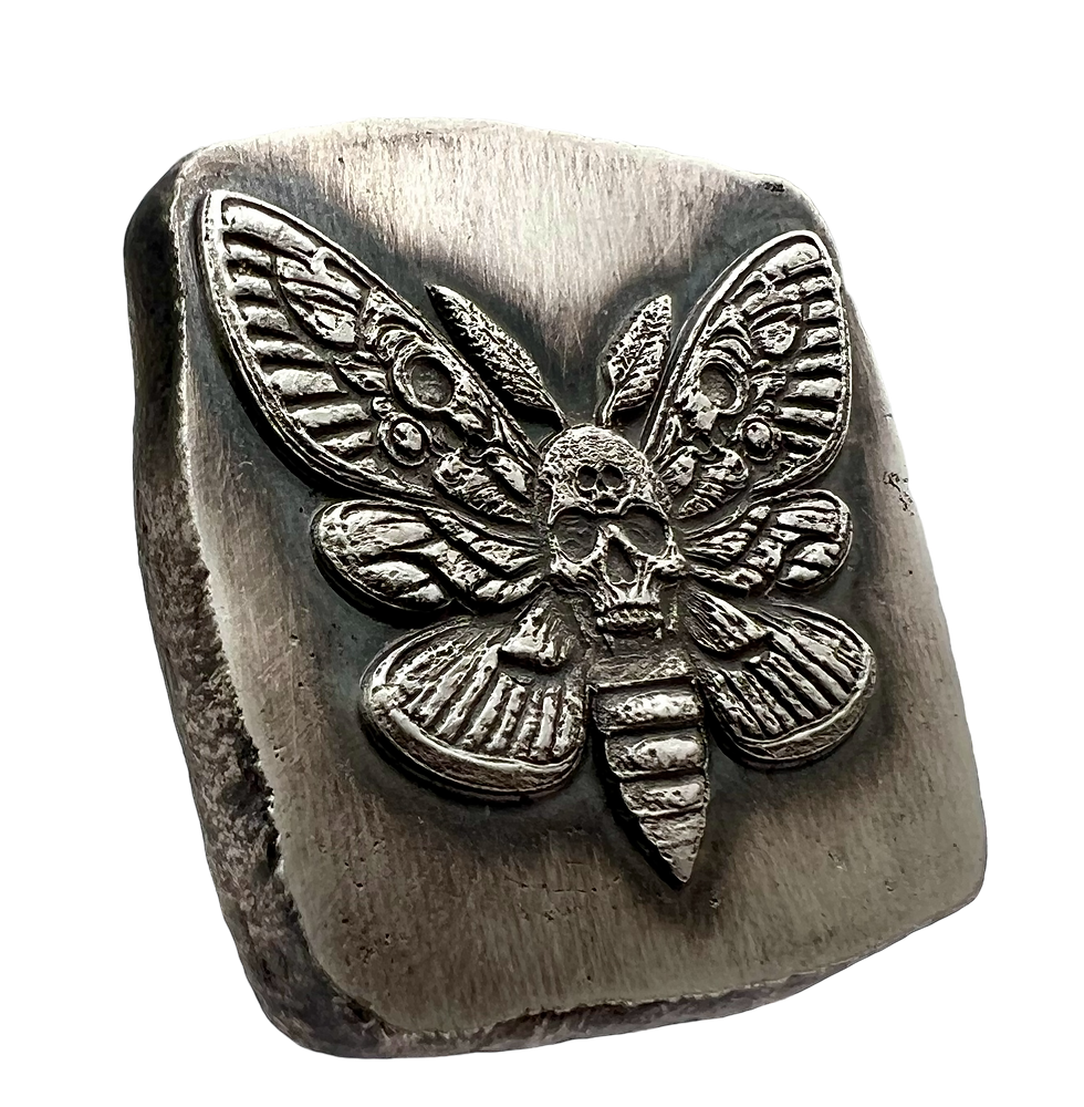 Miniature : Death's Head Hawkmoth Poured 2 oz .999 Silver Bar
