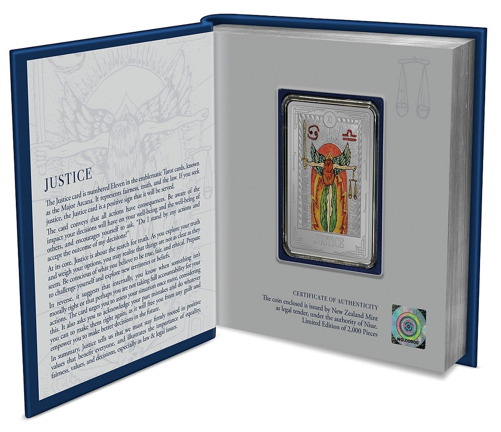 Thumbnail: Tarot Cards XI - JUSTICE 1 oz Silver Coin $2 Niue 2023