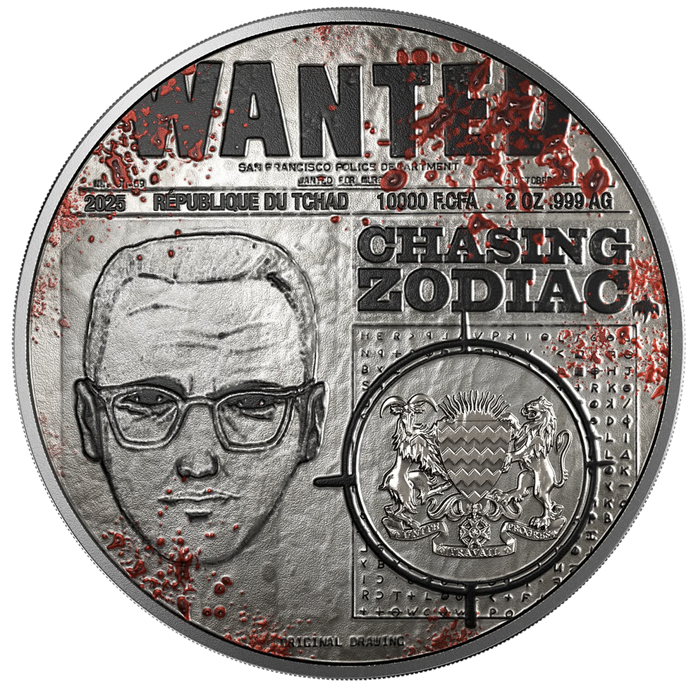 Miniaturbild: Zodiac Killer - True Crime Series - 2 oz  .999 Silver Coin - 10000F Chad 2025