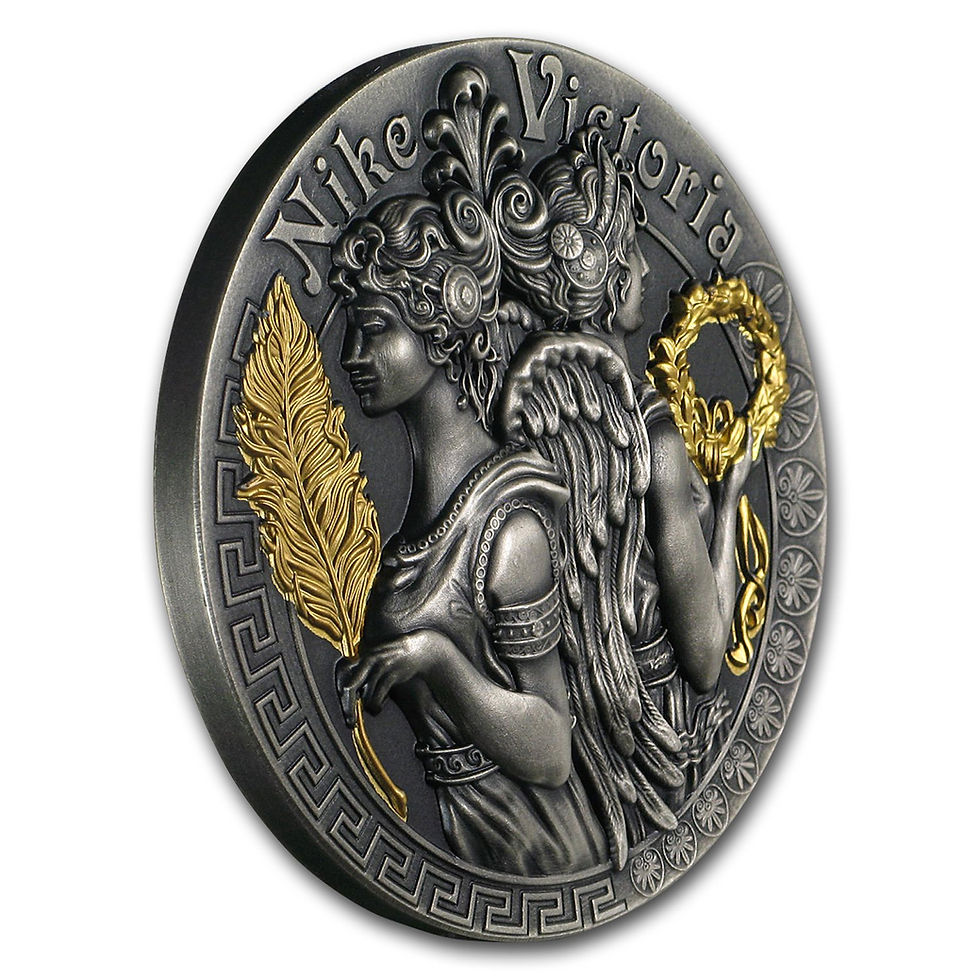 Miniatura: VICTORIA AND NIKE Strong and Beautiful Goddesses 2 Oz Silver Coin $5 Niue 2018