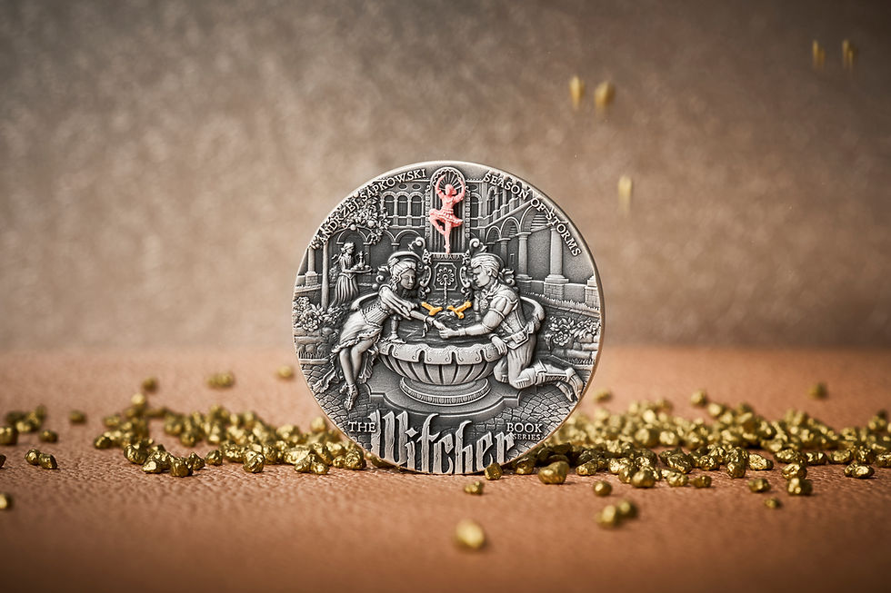 Miniatura: Season of Storms - The Witcher Book Series 2oz High Relief Silver - $5 Niue 2025