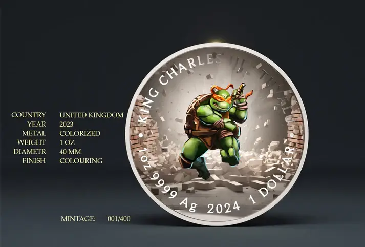 Miniatura: Perth Mint 40th Anniversary Colorized Coin 1oz .999 Silver TMNT