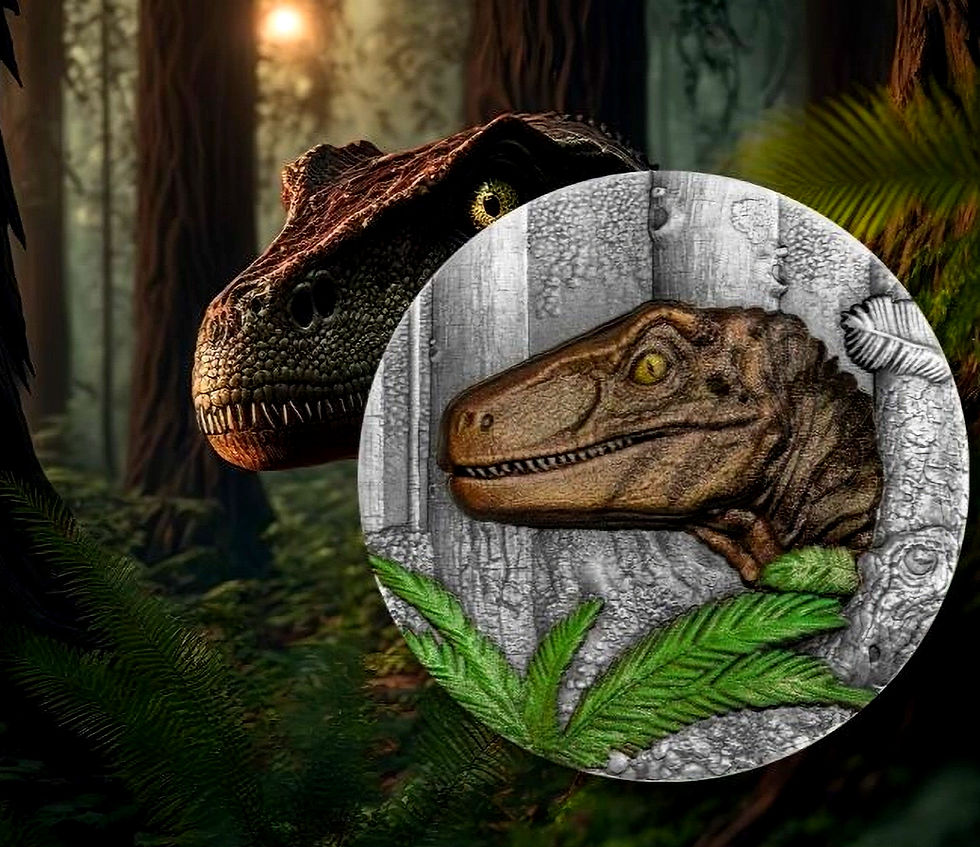 Velociraptor UHR - Jurassic Life series - 2oz .999 Silver 20$ Liberia 2025